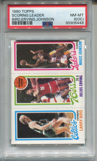 1980 Topps Larry Bird Magic Johnson Rookie Card PSA 8 NM MINT OC Dr J Graded
