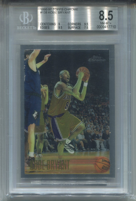 1996 Topps Chrome Kobe Bryant Rookie Card BGS 8.5 NM MINT+ w 9.5s Graded #138