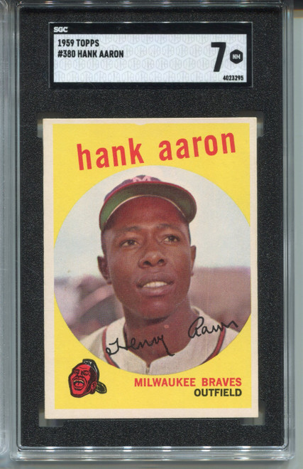 1959 Topps Hank Aaron Card SGC 7 Nr MINT Graded Baseball #380