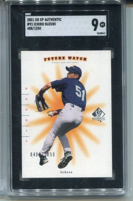 2001 SP Authentic Ichiro Suzuki Rookie Card SGC 9 MINT Graded Baseball #91