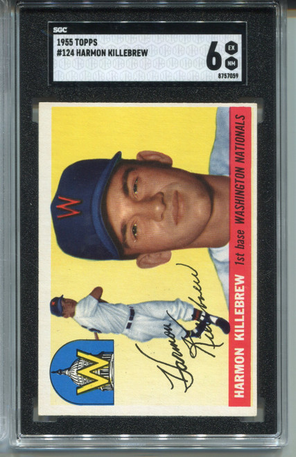 1955 Topps Harmon Killebrew Rookie Card SGC 6 Ex MINT Baseball #124 Graded