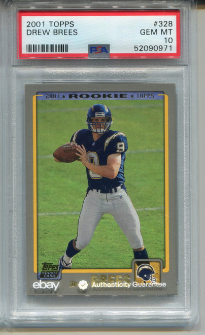 2001 Topps Drew Brees Rookie Card PSA 10 Gem Mint Graded Football #328