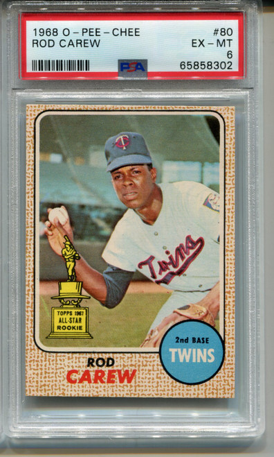 1968 O-Pee-Chee Rod Carew All Star Rookie PSA 6 Ex MINT OPC Card #80
