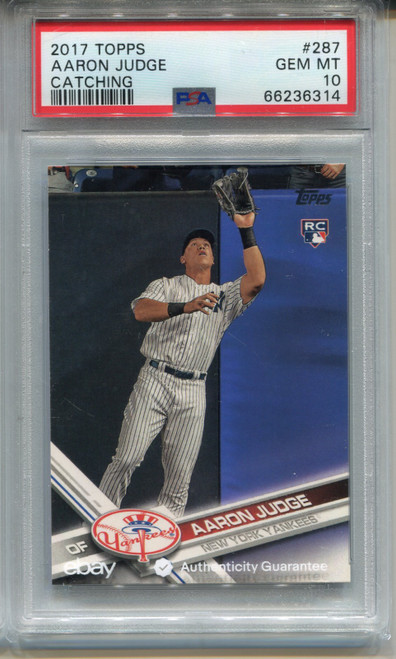 2017 Topps Aaron Judge Rookie Card PSA 10 Gem Mint Baseball #287 Catching
