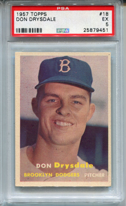 1957 Topps Don Drysdale Rookie Card PSA 5 Baseball #18