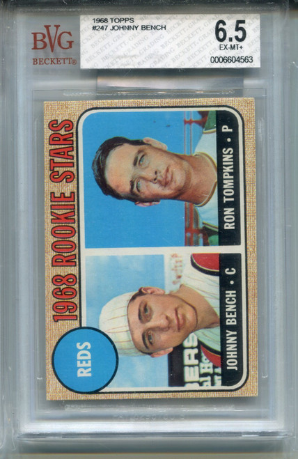 1968 Topps Johnny Bench Rookie Card BVG 6.5 Ex MINT+ Graded Baseball #247