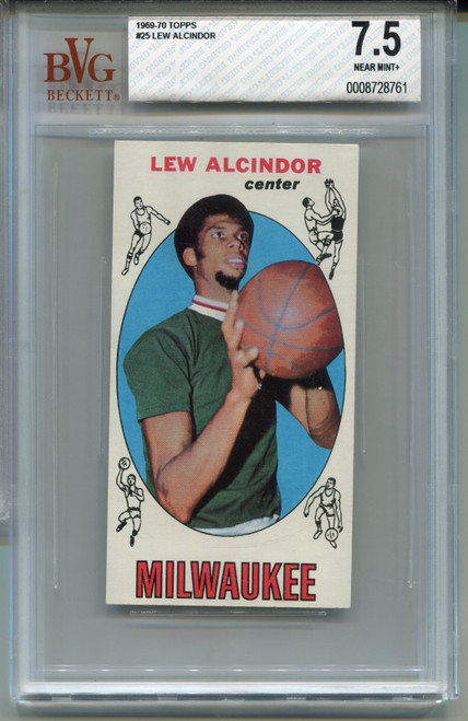 1969 Topps Lew Alcindor Kareem Abdul-Jabbar Rookie Card BVG 7.5 Nr MINT+ #25
