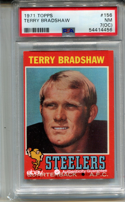 1971 Topps Terry Bradshaw Rookie Card PSA 7  Nr MINT OC Graded Football #156