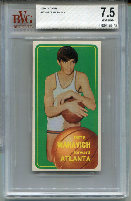 1970 Topps Pete Maravich Rookie Card BVG 7. 5 Nr MINT+ Graded Basketball #123