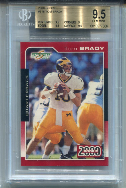 2000 Score Tom Brady Rookie Card BGS 9.5 Graded Gem Mint Football #316