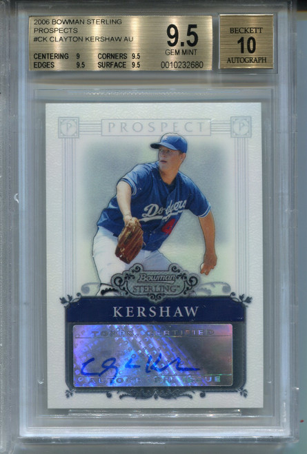 2006 Bowman Sterling Clayton Kershaw Rookie Card BGS 9.5 Auto 10 Autographed #CK