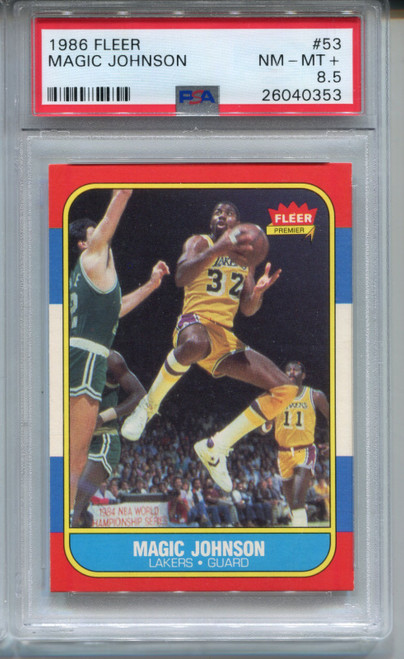1986 Fleer Magic Johnson Card PSA 8.5 Basketball #53 Graded