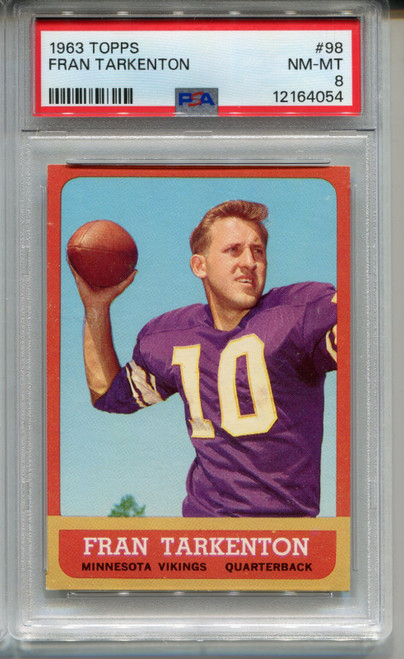 1963 Topps Fran Tarkenton Card PSA 8 NM MINT Football #98