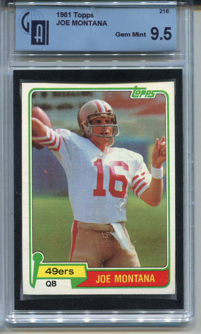1981 Topps Joe Montana Rookie Card GAI 9.5 Gem Mint Graded Football #216