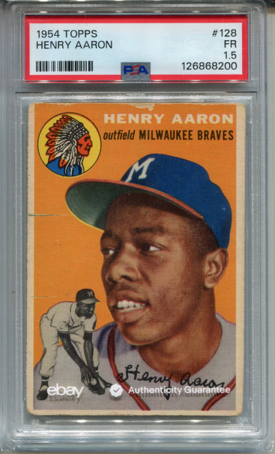 1954 Topps Hank Aaron Rookie Card PSA 1.5 Graded Baseball #128 Centered