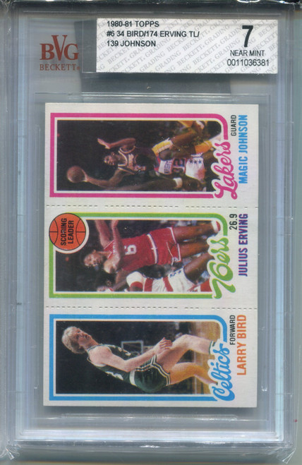 1980 Topps Larry Bird Magic Johnson Rookie Card BVG 7 Nr MINT Dr J