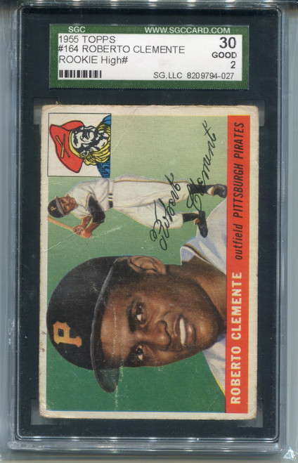 1955 Topps Roberto Clemente Rookie Card SGC 30 Graded Baseball #164 Centered