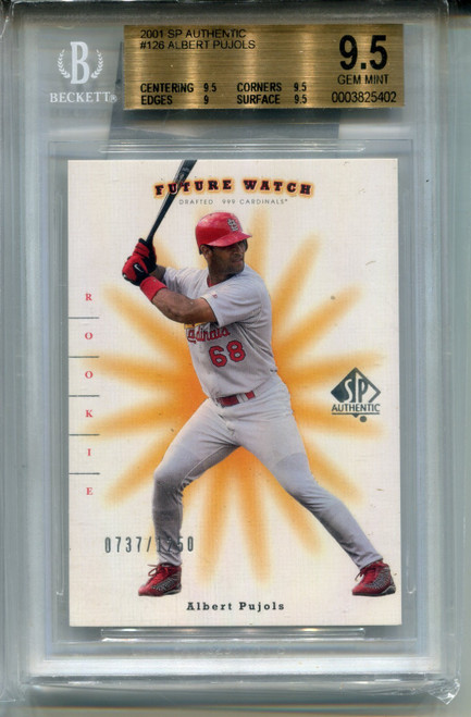 2001 SP Authentic Albert Pujols Rookie Card BGS 9.5 Gem Mint Graded #126
