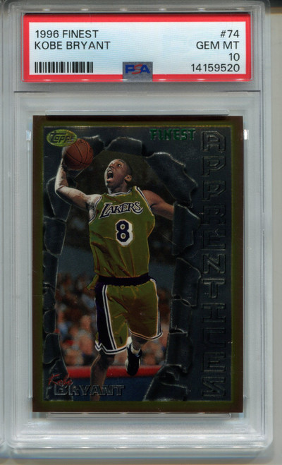 1996 Finest Kobe Bryant Rookie Card PSA 10 Gem Mint Basketball #74