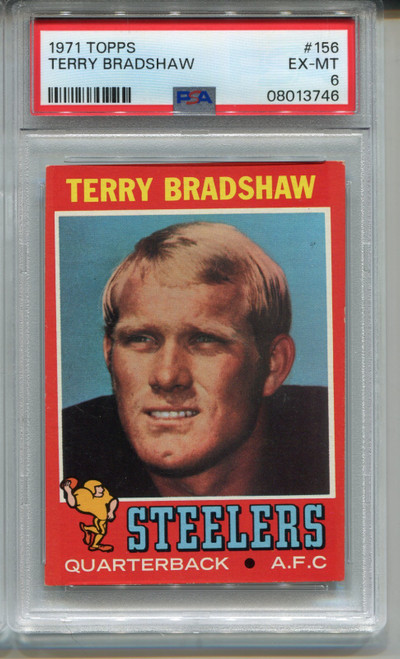 1971 Topps Terry Bradshaw Rookie Card PSA 6 Ex MINT Graded #156 Centered