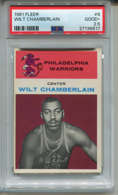 1961 Fleer Wilt Chamberlain Rookie Card PSA 2.5 Graded Basketball #8