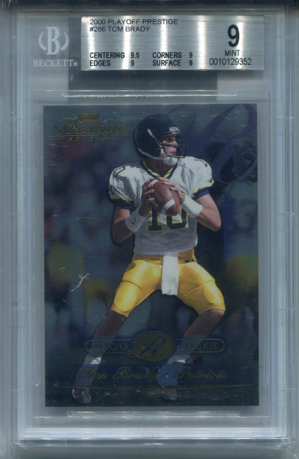 2000 Playoff Prestige Tom Brady Rookie Card BGS 9 Mint w 9.5 Centering Graded