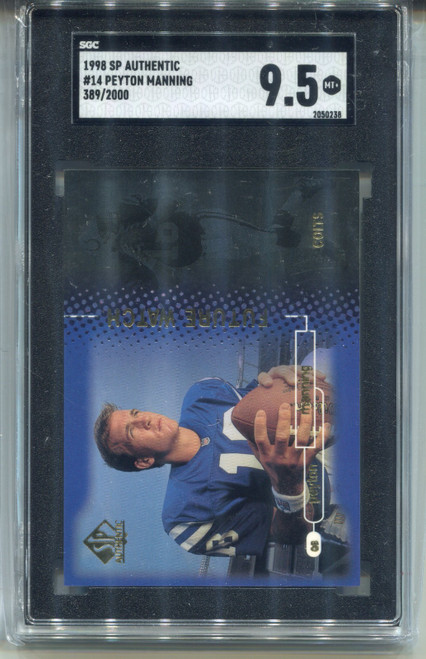 1998 SP Authentic Peyton Manning Rookie Card SGC 9.5 MINT+ Graded Football #14