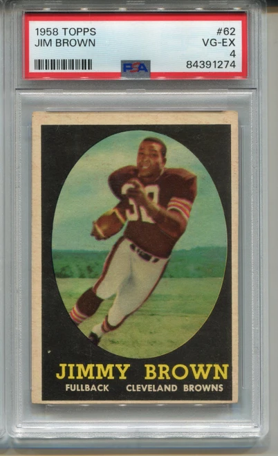 1958 Topps Jim Brown Rookie Card PSA 4 Football #62 Graded RC