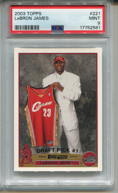 2003 Topps LeBron James Rookie Card PSA 9 MINT Graded Basketball #221