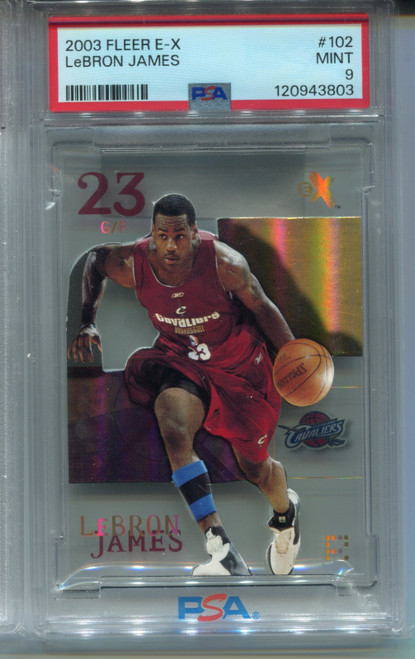 2003 E-X Fleer Lebron James Rookie Card PSA 9 MINT Graded Basketball #102