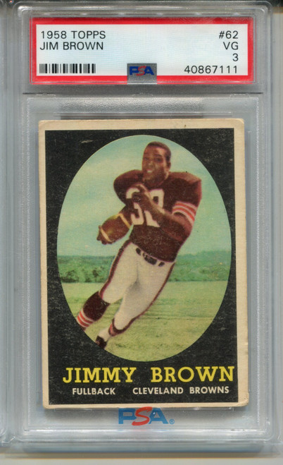 1958 Topps Jim Brown Rookie Card PSA 3 Graded Football #62