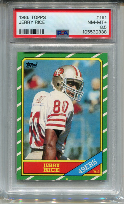 1986 Topps Jerry Rice Rookie Card PSA 8.5 NM MINT+ Football #161