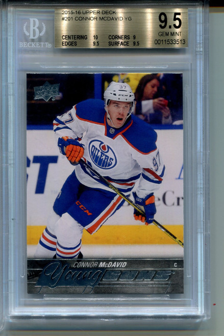 2015 Upper Deck Connor McDavid Rookie Card BGS 9.5 Pristine 10 Centering #201