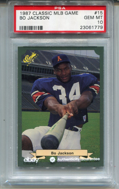 1987 Classic Bo Jackson Rookie Card PSA 10 Gem Mint Graded MLB Baseball Game #15