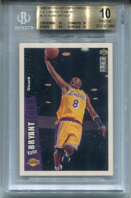 1996 Collector's Choice Kobe Bryant Rookie Card BGS 10 PRISTINE Graded #LA2