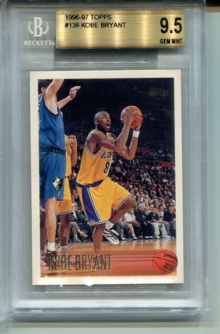 1996 Topps Kobe Bryant Rookie Card BGS 9.5 GEM MINT Graded #138