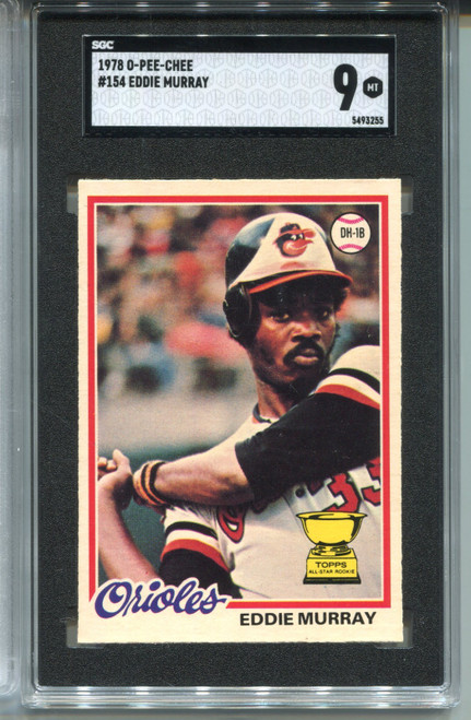 1978 OPC Eddie Murray Rookie Card SGC 9 Graded MINT O-Pee-Chee #154