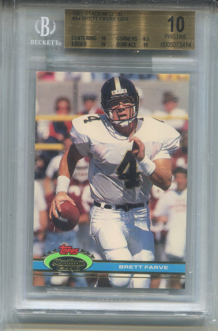 1991 Stadium Club Brett Favre Rookie Card BGS 10 PRISTINE Graded #94 Farve