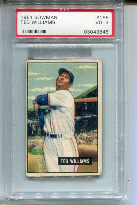 1951 Bowman Ted Williams Card PSA 3 Graded Baseball #165