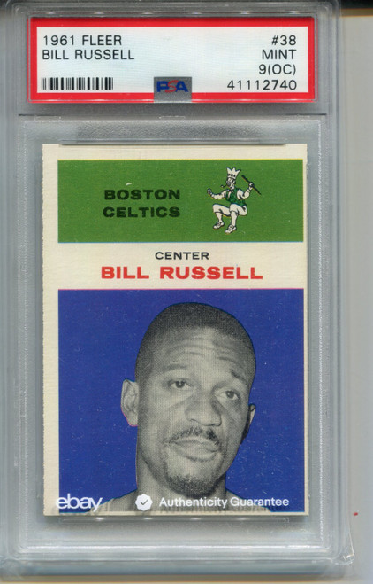 1961 Fleer Bill Russell Card PSA 9 MINT OC Graded Basketball #38