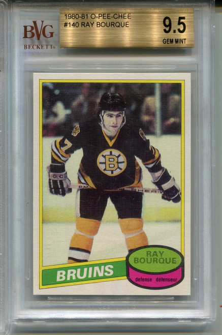 1980 OPC Ray Bourque Rookie Card BGS 9.5 Graded GEM MINT O-Pee-Chee Hockey #140