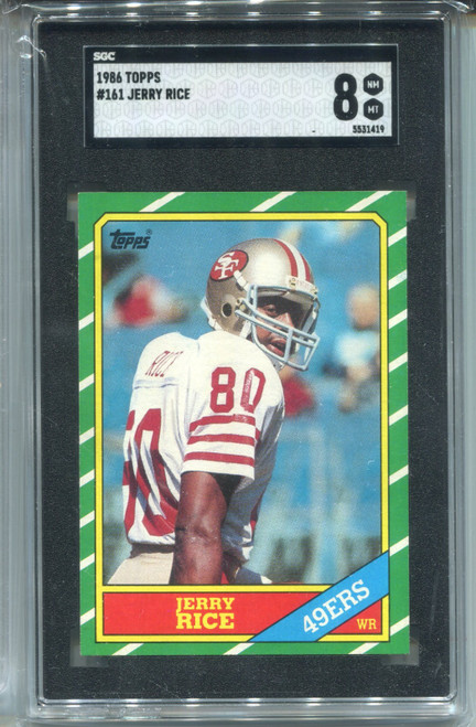 1986 Topps Jerry Rice Rookie Card SGC 8 NM MINT Football #161