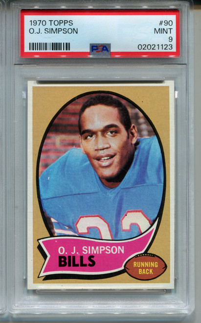 1970 Topps O.J. Simpson Rookie Card Graded PSA 9 MINT Football #90 RC