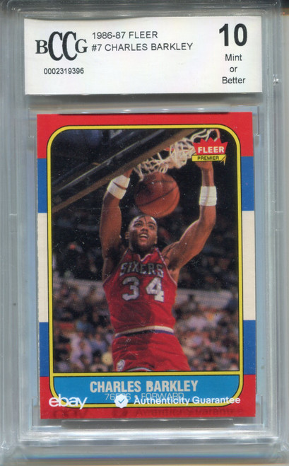 1986 Fleer Charles Barkley Rookie Card Beckett Graded BCCG 10 Basketball #7