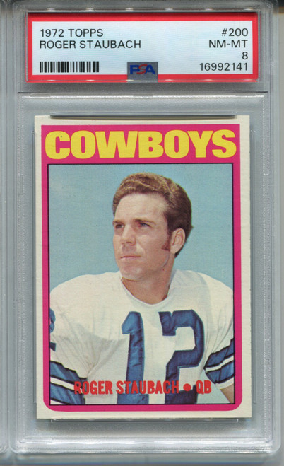 1972 Topps Roger Staubach Rookie Card PSA 8 NM MINT Graded Football #200