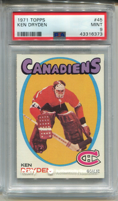 1971 Topps Ken Dryden Rookie Card PSA 9 MINT Graded Hockey #45