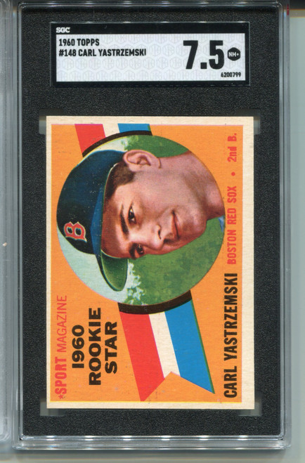 1960 Topps Carl Yastrzemski Rookie Card SGC 7.5 Nr MINT+ Graded Baseball #148