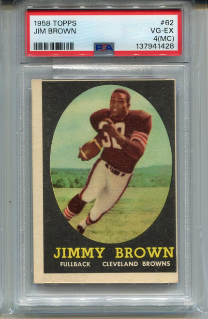 1958 Topps Jim Brown Rookie Card PSA 4 MC Football #62 Graded