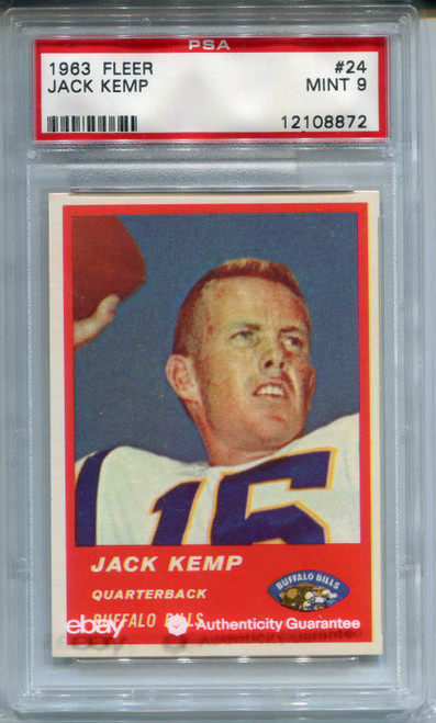 1963 Fleer Jack Kemp Card PSA 9 MINT Graded Football #24