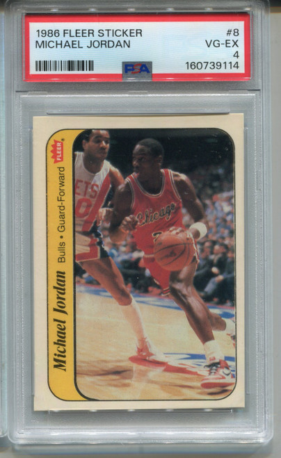 1986 Fleer Michael Jordan Rookie Card PSA Graded Sticker #8 Centered